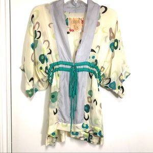 Johnny Was Silk Kimono Style Top